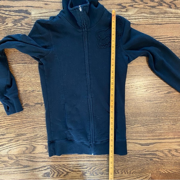 FOX RACING Zip Up Sweatshirt Jacket Black Embroidered Small Pockets Thumbholes - Picture 15 of 16